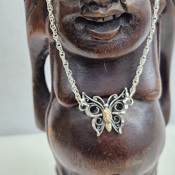 12K Butterfly Anklet Bracelet on 925 Chain - Picture 8 of 15